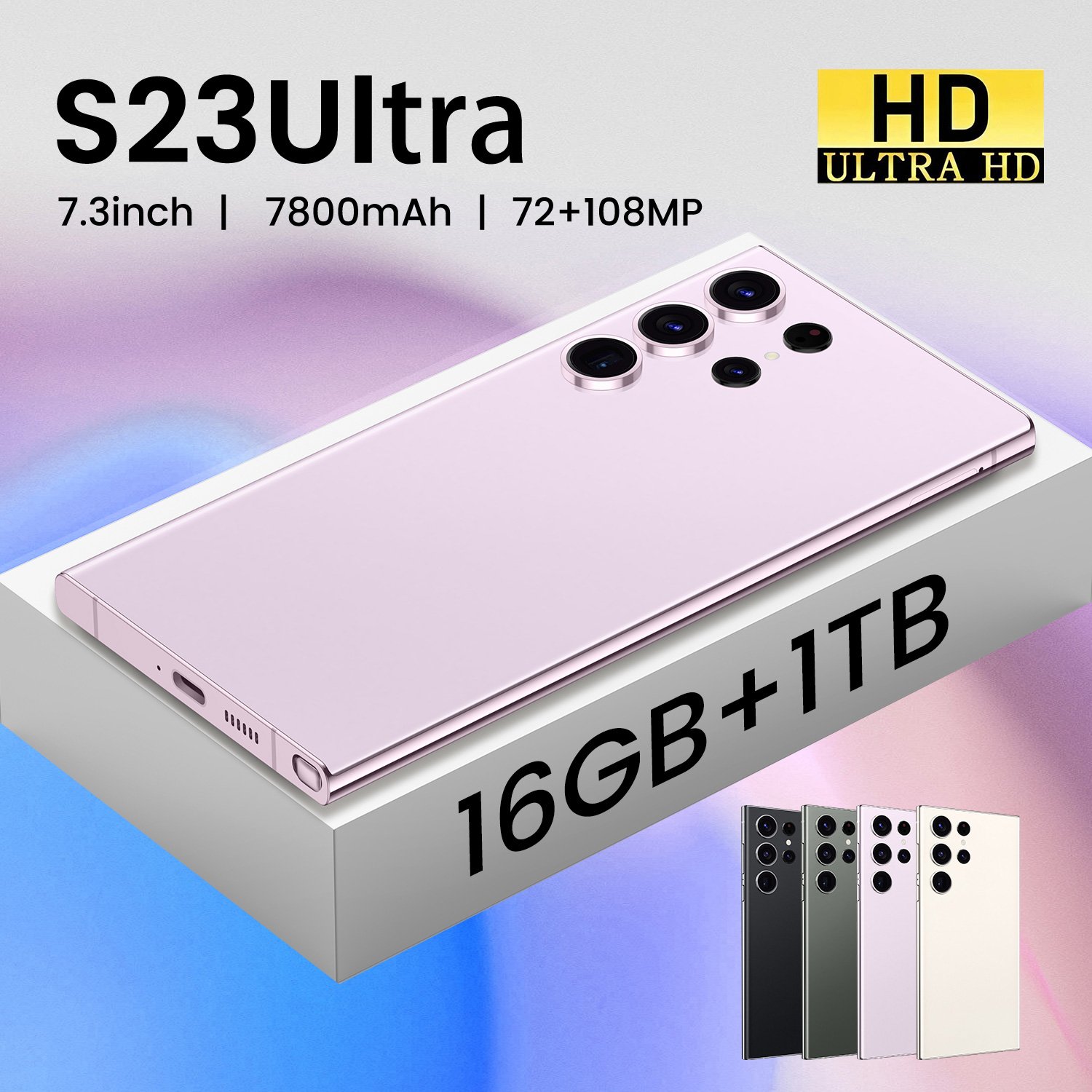 Global Version S23 ultra phone 16GB+1TB Full Screen Mobile Phone 7.3Inch HD Cellphones 8000mAh 3G/4G/5G Gaming Smartphones